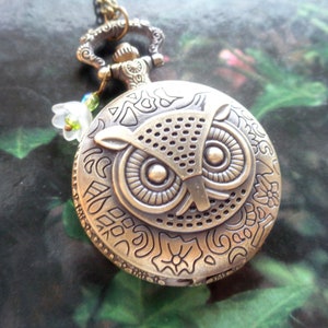 Kettenuhr Eule Taschenuhr bronze Sprungdeckel Vintage Viktorianisch Valentinstag Geschenk für Frauen Bild 10