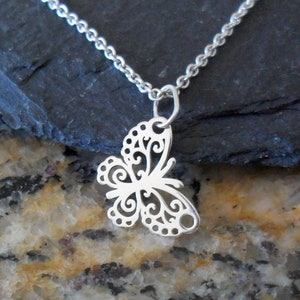 Sterling silver butterfly necklace, silver butterfly charm, filigree butterfly, gift for wife, woman, Bild 7