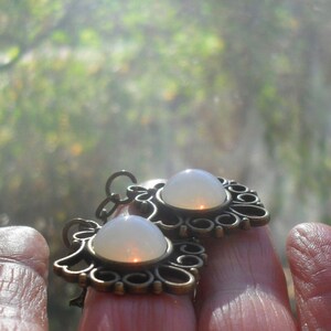 Art Nouveau earrings opal jewelry earrings moonstone Victorian Vintage silver bronze dangle earrings gift for women image 8