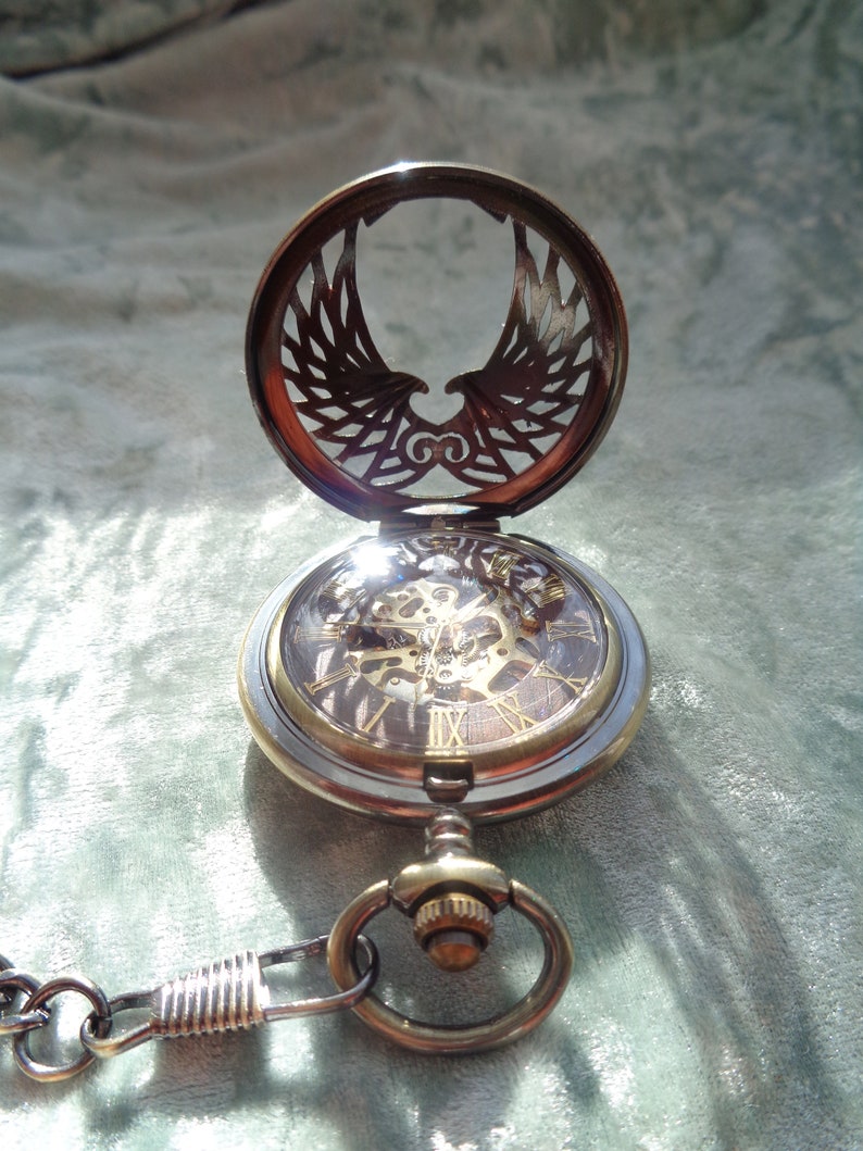 Pocket watch mechanical pendant watch for men and women phoenix eagle visible clockwork image 4