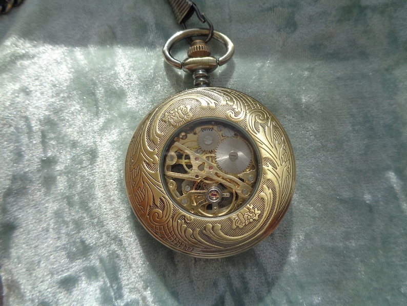 Pocket watch mechanical pendant watch for men and women phoenix eagle visible clockwork image 8