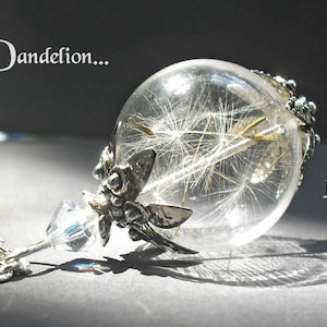 Silver DANDELION NECKLACE, botanical jewelry, Boho jewelry, Hippie necklace, real flowers necklace, gift for women, Christmas gift,