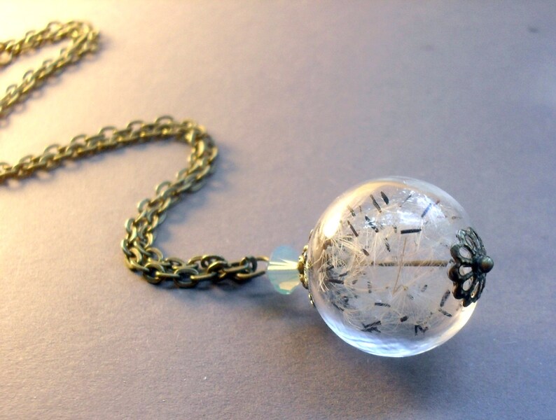 Dandelion necklace botanical jewelry real plant glass jewelry gift for women image 4