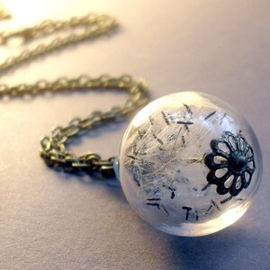 Dandelion necklace botanical jewelry real plant glass jewelry gift for women image 2