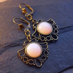 Art Nouveau earrings opal jewelry earrings moonstone Victorian Vintage silver bronze dangle earrings gift for women image 5