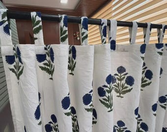 Handmade Block Print Curtains, Floral | Window Treatments  Sheer | Kitchen Decor
