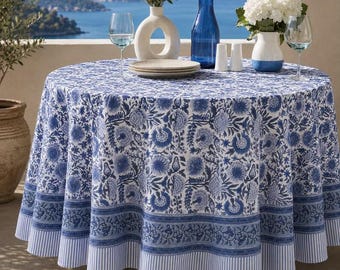 Block Print Tablecloth Square/Rectangle/Round Custom Table Cover With Napkin/Placemat/Runner Handmade Table Top Decor Set.