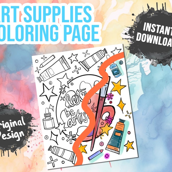 Let’s Be Artists, Coloring Page for Kids, Printable coloring pages, Kids coloring book, Homeschool printable, Instant download