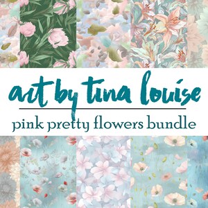 Pretty Pink Flowers Patterns, Seamless Floral Prints, Printable or Ready for Photoshop