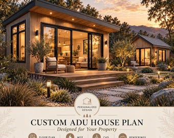 Custom ADU House Plans with MEP, Backyard Cottage Blueprint, Guest House Floor Plan, In-Law Suite, Garden Suite, CAD Dwg Design