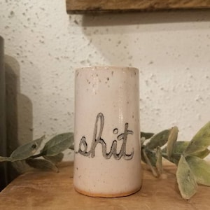 Succulent Tumbler, Shot Glass, Toothpick Holder, Q Tip Holder, Handmade Pottery, Sassy  Themed, Cursing, Fuck, Shit, Best Friend Gift