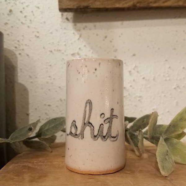 Succulent Tumbler, Shot Glass, Toothpick Holder, Q Tip Holder, Handmade Pottery, Sassy  Themed, Cursing, Fuck, Shit, Best Friend Gift