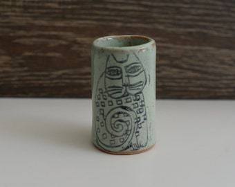 Tiny Tumbler | Shot Glass | Propagation Vase |  Best Friend Gift | Gifts Under 10 | Patterned Cat