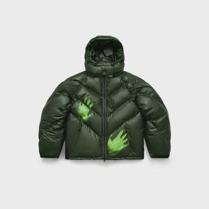 Men's Green Puffer Jacket | Winter Hooded Bubble Jacket | Warm Quilted Coat | Streetwear Down Style Jacket | Gift for Him