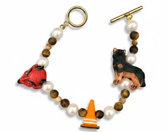 Dashboard Inspired Charm Bracelet | Red Devil, German Shepherd, Traffic Cone Beads