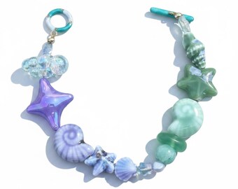 Mermaidcore Bracelet | Handmade Coastal Beaded Bracelet, Seashell & Star Jewelry, Ocean Lover Gift