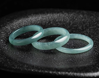 Minimalistischer Jade-Ring • Natürlicher grüner Jade-Ring • Schlichter, dünner Jade-Ring für Damen • Schmuckgeschenk für Damen und Herren