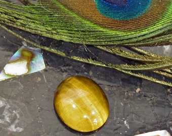 Tigeröga Naturlig Chatoyant Ädelsten Oval Formad Cabochon - Tiger14X12cab