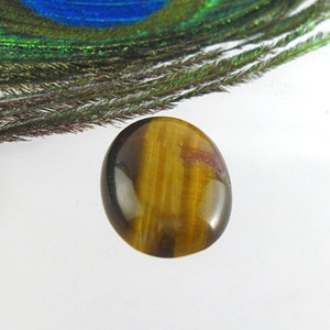 Tigeröga Naturlig Chatoyant Ädelsten Oval Formad Cabochon - 18 x 13 mm bild 2