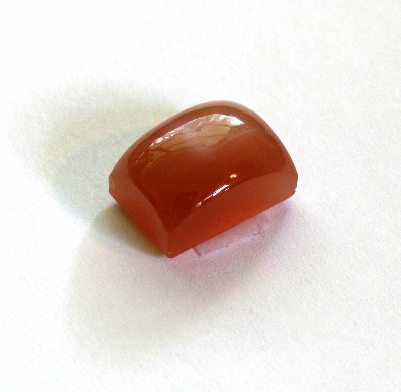 Moonstone Red ~ Square Cabochon Natural Red-Orange Gemstone Designer Cabochon Certified