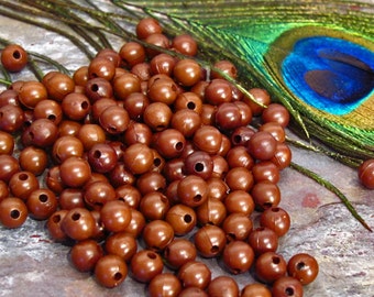 Brown 6mm Round Beads - 50 Beads - "Antique" Acrylic Bead