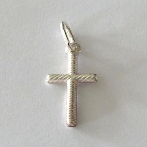 Cross Pendant - Sterling Silver Ripple Style Cross - Double Sided