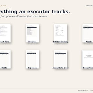 Executor Spreadsheet Excel Google Sheets, Estate Inventory Workbook, After Death Planner, Probate Organizer, Assets Debts Tracker, Checklist image 2
