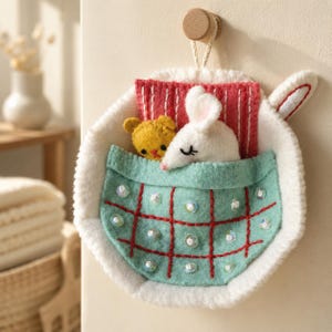 Felt Mouse in Mug Pattern, Felt Pocket Toy Sewing PDF, Cute Mouse Wall Hanging Tutorial, Sleeping Mouse Ornament Guide