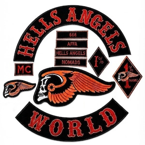 Custom Embroidered Hells Angels World MC Patch Set – Red Black Biker Insignia (Iron-On)