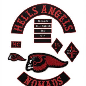 Hells Angels Nomads MC Embroidered Patch Set – Red Skull Rocker (Iron-On)