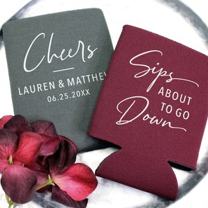 Sips About to Go Down Wedding Can Cooler, Personalized Wedding Can Coolers, Custom Can Coolers, Wedding Favors