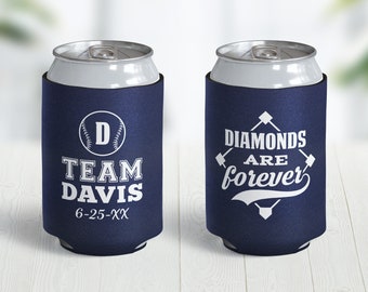 Baseball Wedding Can Cooler, Diamonds Are Forever, Wedding Can Coolers, Personalized Can Coolers, Custom Can Coolers