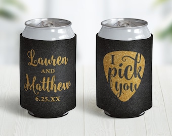 Guitar Pick Wedding Can Cooler, I Pick You, Wedding Can Coolers, Music Can Coolers, Personalized Can Coolers, Custom Can Coolers