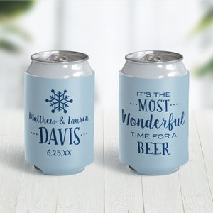 Winter Wedding Can Cooler - It's the Most Wonderful Time for a Beer