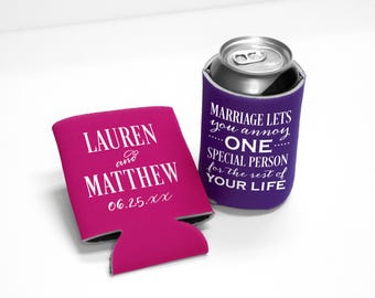 Funny Can Coolers for Wedding Reception | Customized Party Favors