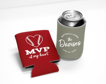 Personalized Baseball Can Coolers: MVP of My Heart Wedding Favors