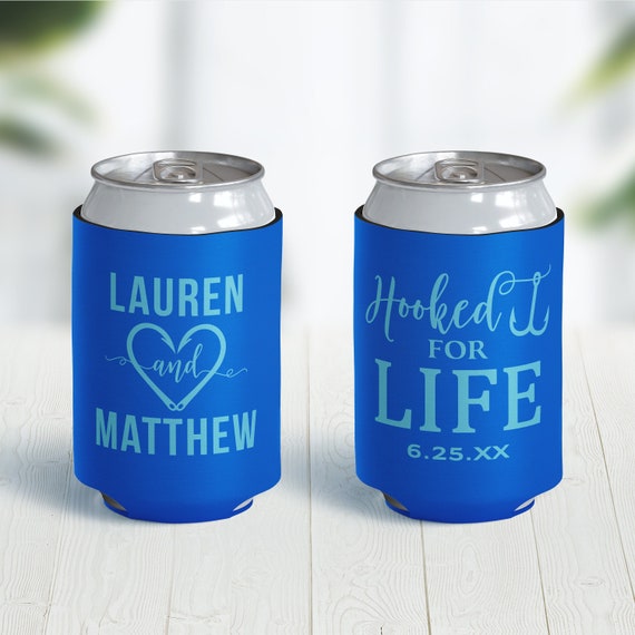 Fishing Wedding Can Cooler Hooked for Life 