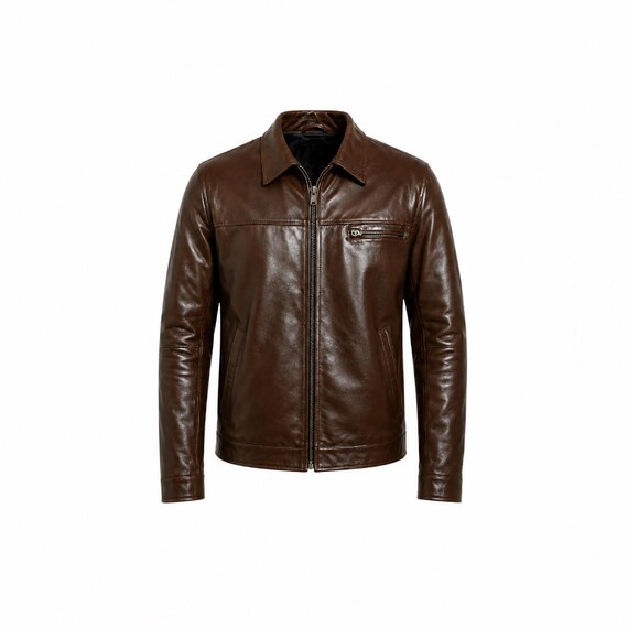 Men's Genuine Leather Cafe Racer Jacket | Handmade Biker Motorcycle Coat