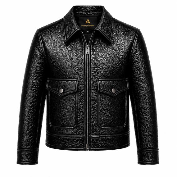 Men's Black Genuine Leather Biker Jacket, Classic Zip Motorcycle Style