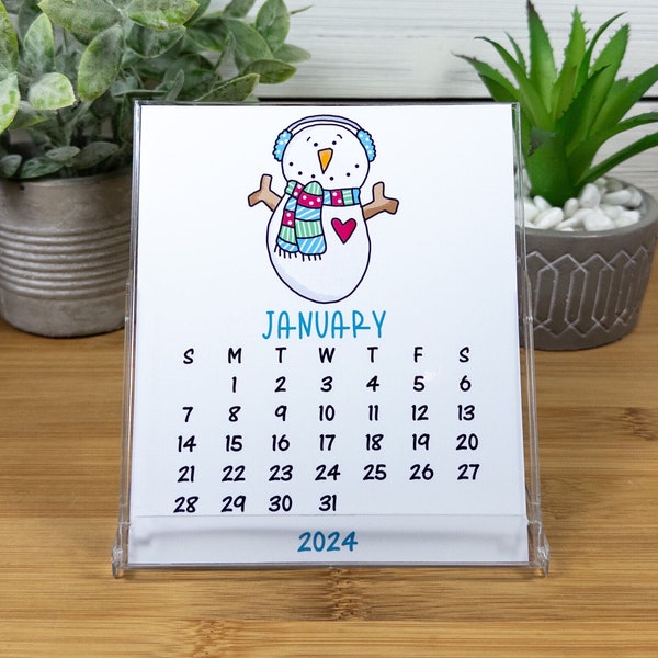 2024 Desk Calendar with CD Case/Stand, Cute 12 Month Holiday Calendar for Home or Office HC5