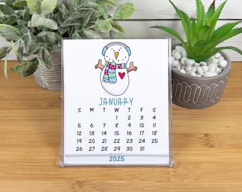 2027 Desk Calendar with CD Case/Stand, Cute 12 Month Holiday Calendar for Home or Office