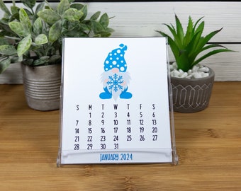 2024 Gnome Holiday Desk Calendar for Home or Office, 12 Month Calendar with CD Case/Stand, Gnome Lovers Gift