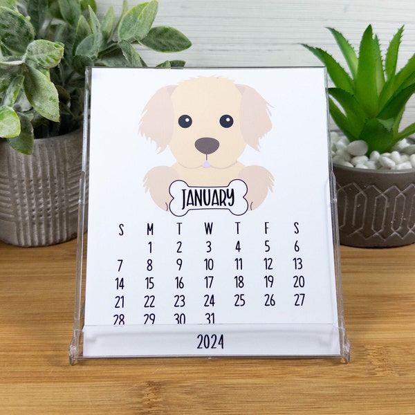 2024 Peeking Dogs Desk Calendar, Dog Lovers Calendar for Home or Office, 12 Month Calendar with CD case/stand, Dog Lovers Gift DC3