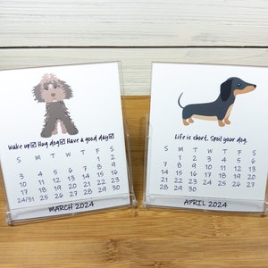 2024 Dog Calendar, Dog Lovers Calendar, 12 Month Desk Calendar with CD case/stand DC2 image 5