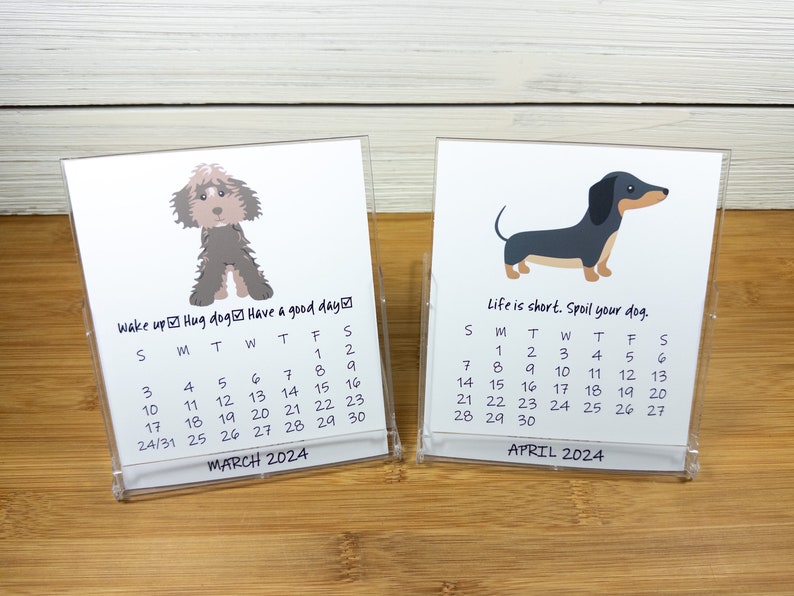 2024 Dog Calendar, Dog Lovers Calendar, 12 Month Desk Calendar with CD case/stand DC2 image 5