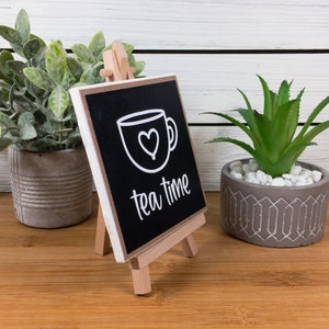 Tea Time Ceramic Tile Sign With Easel, Tea Bar Sign, Modern Farmhouse ...