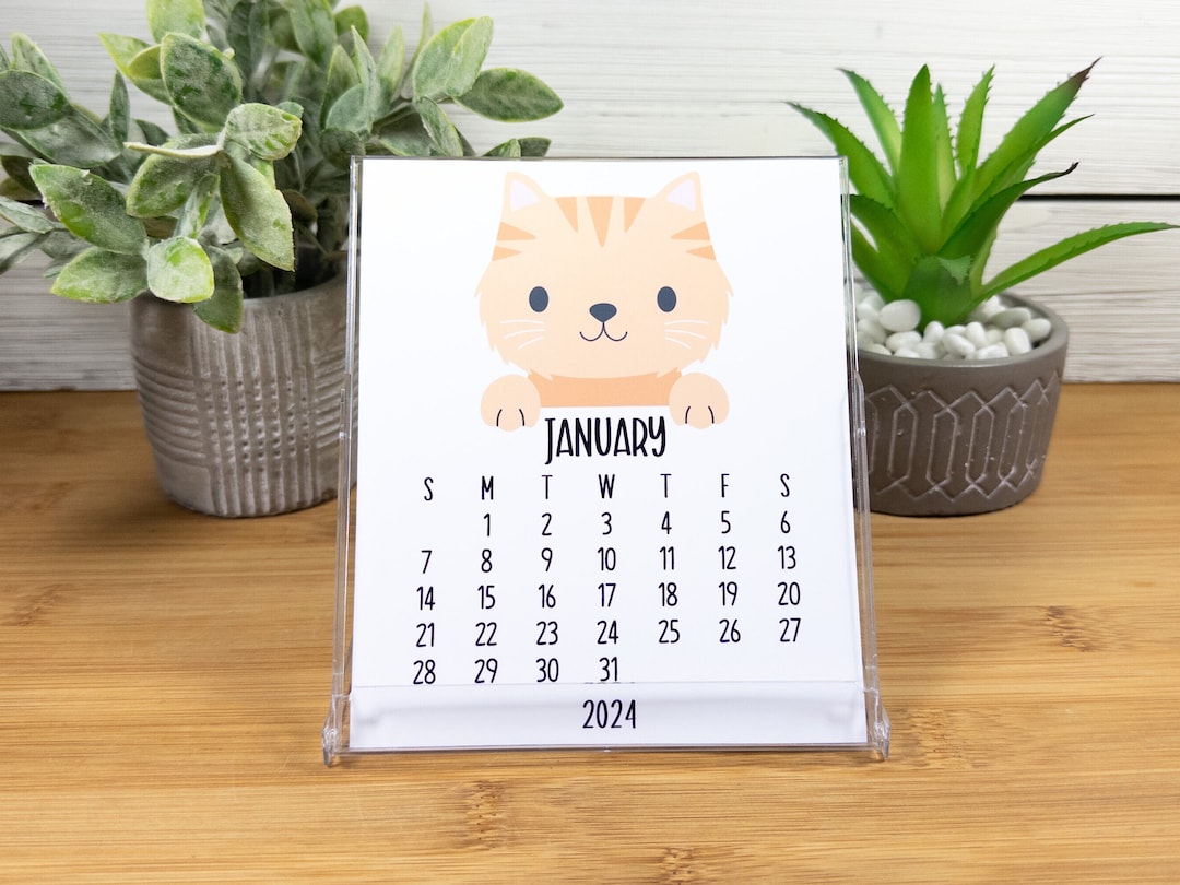 2024 Peeking Cats Desk Calendar for Home or Office, 12 Month Cat