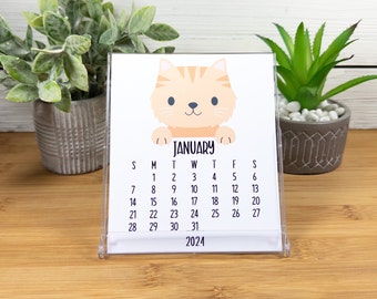 2024 Peeking Cats Desk Calendar for Home or Office, 12 Month Cat Calendar with CD Case/Stand, Cat Lovers Gift CC3