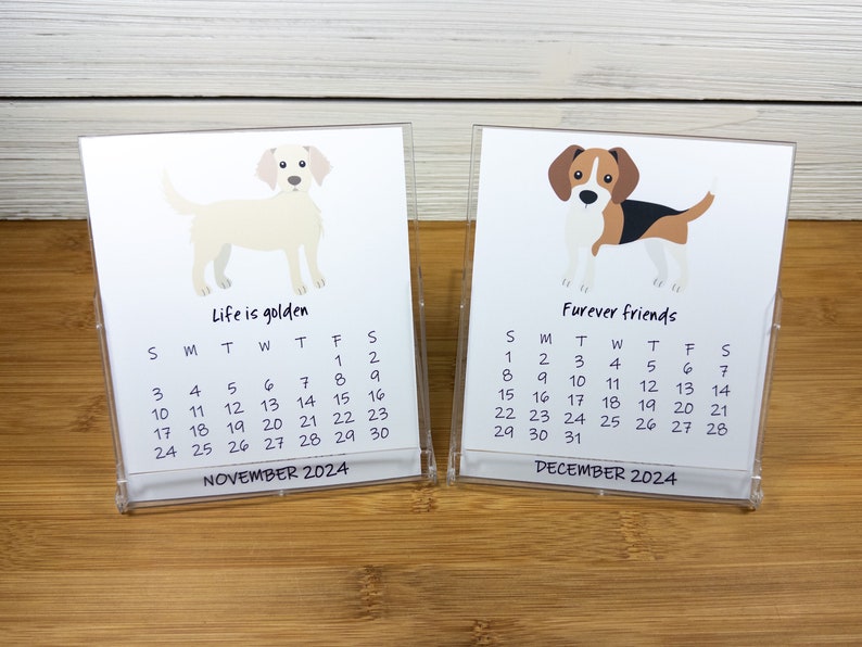 2024 Dog Calendar, Dog Lovers Calendar, 12 Month Desk Calendar with CD case/stand DC2 image 9