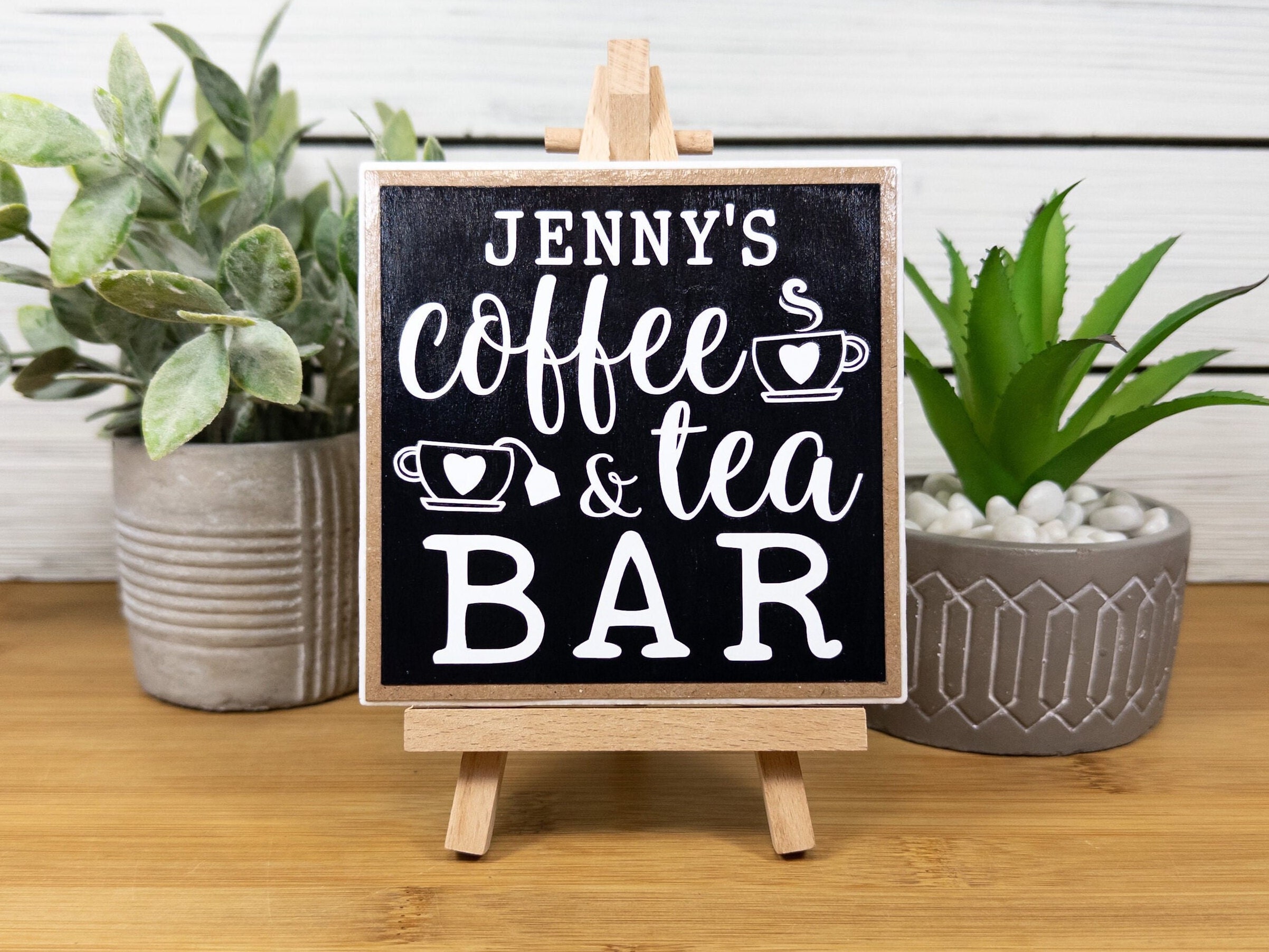Personalized Coffee & Tea Bar Ceramic Tile Sign With Easel, Coffee and ...